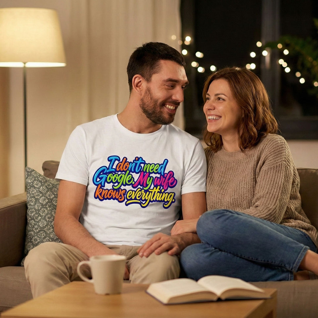 Funny Husband T-Shirt – “I Don’t Need Google, My Wife Knows Everything” | Gift for Couples