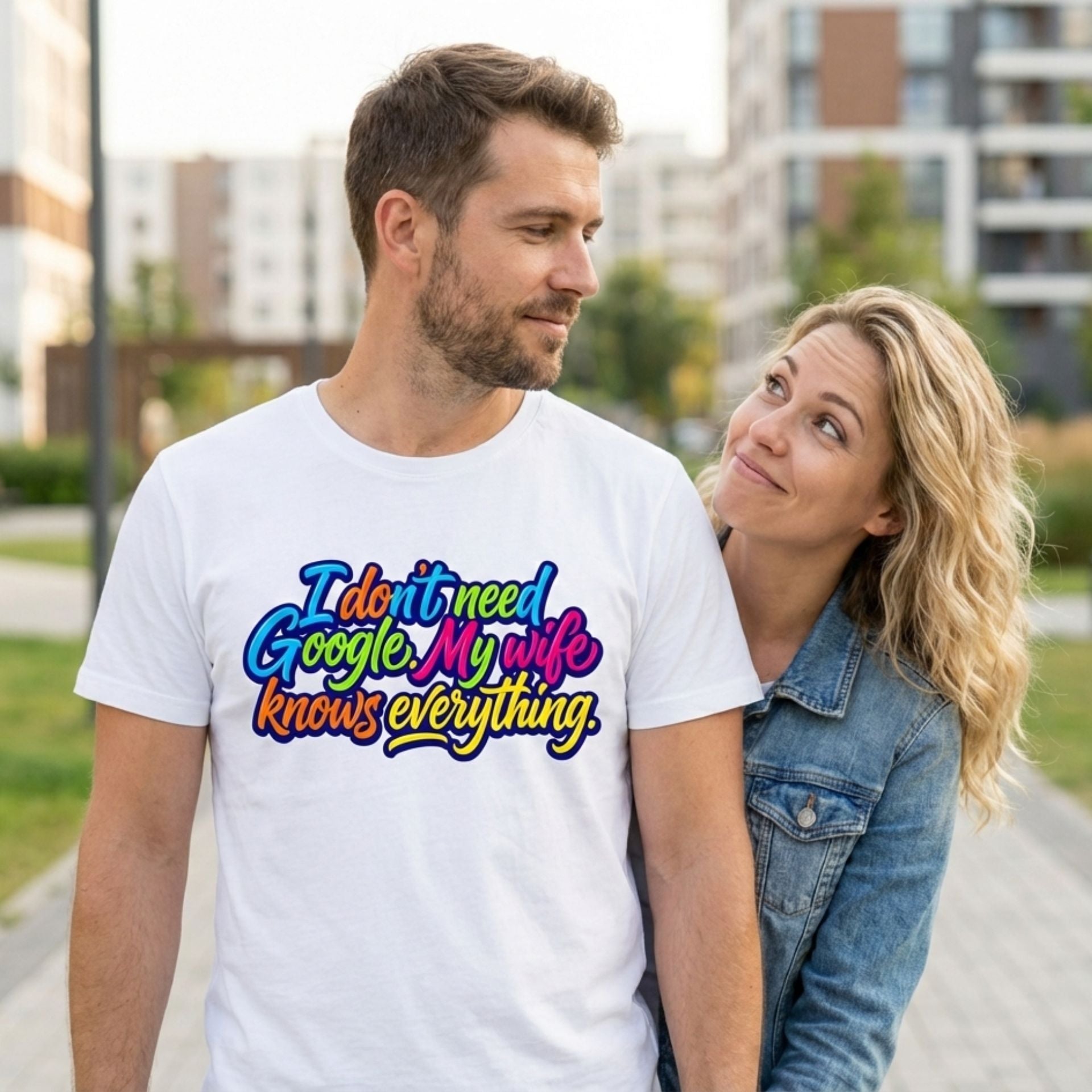 Funny Husband T-Shirt – “I Don’t Need Google, My Wife Knows Everything” | Gift for Couples