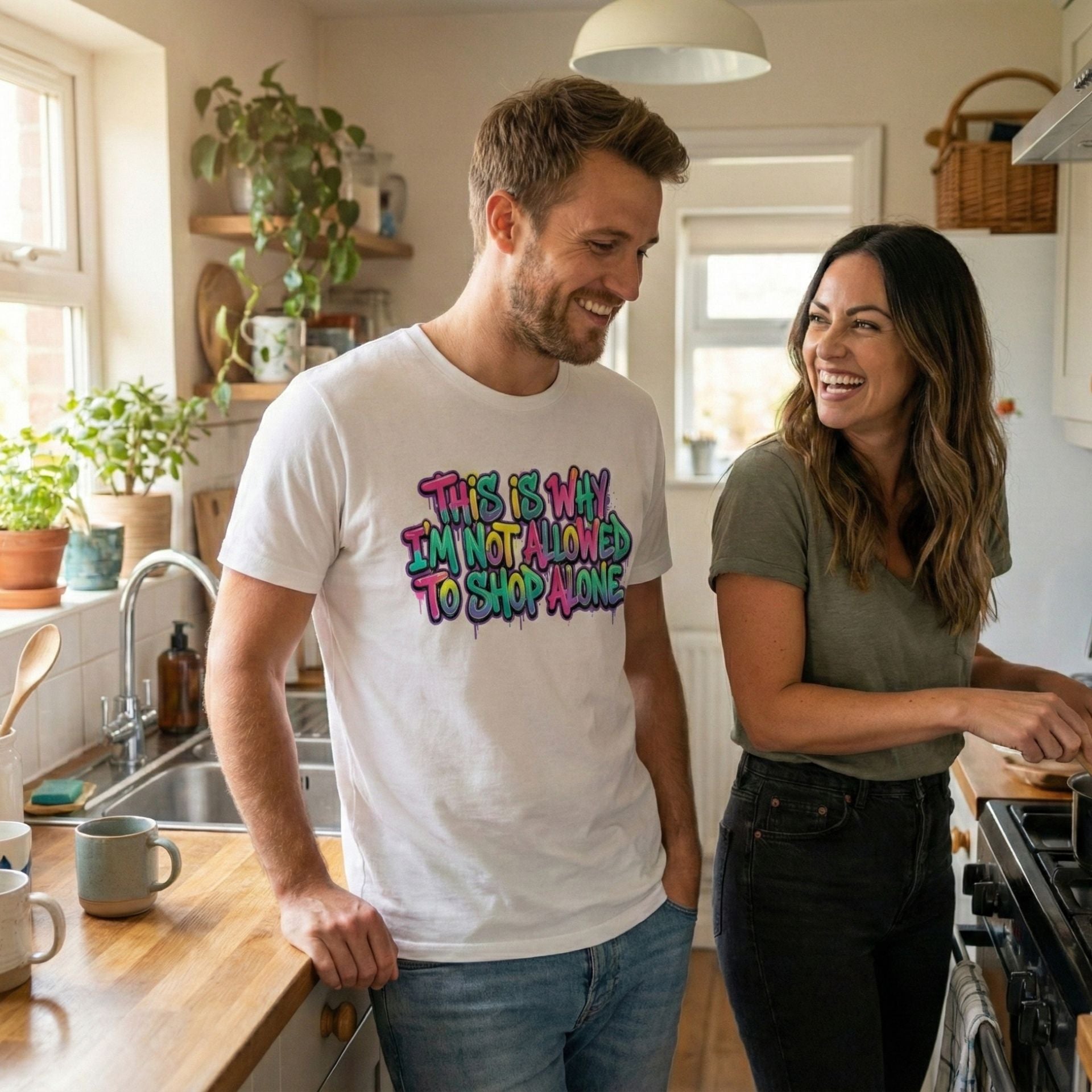 Funny Shopping T-Shirt – “This Is Why I’m Not Allowed to Shop Alone” | Humor Gift Tee