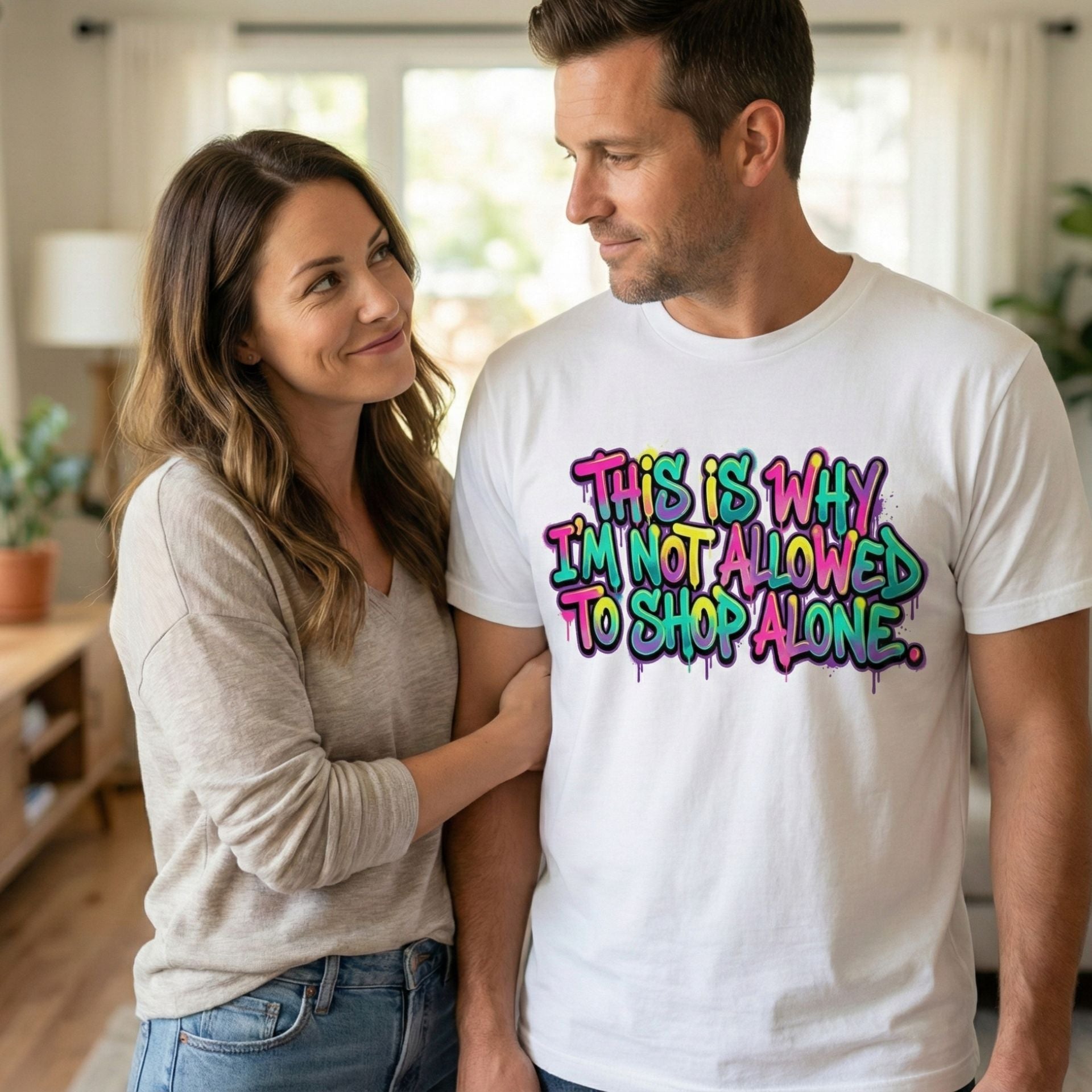 Funny Shopping T-Shirt – “This Is Why I’m Not Allowed to Shop Alone” | Humor Gift Tee
