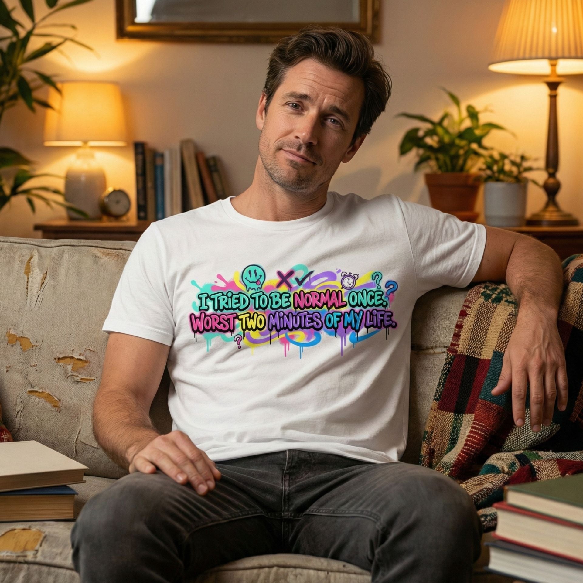 Funny Quote T-Shirt – “I Tried to Be Normal Once” | Graffiti Humor Tee