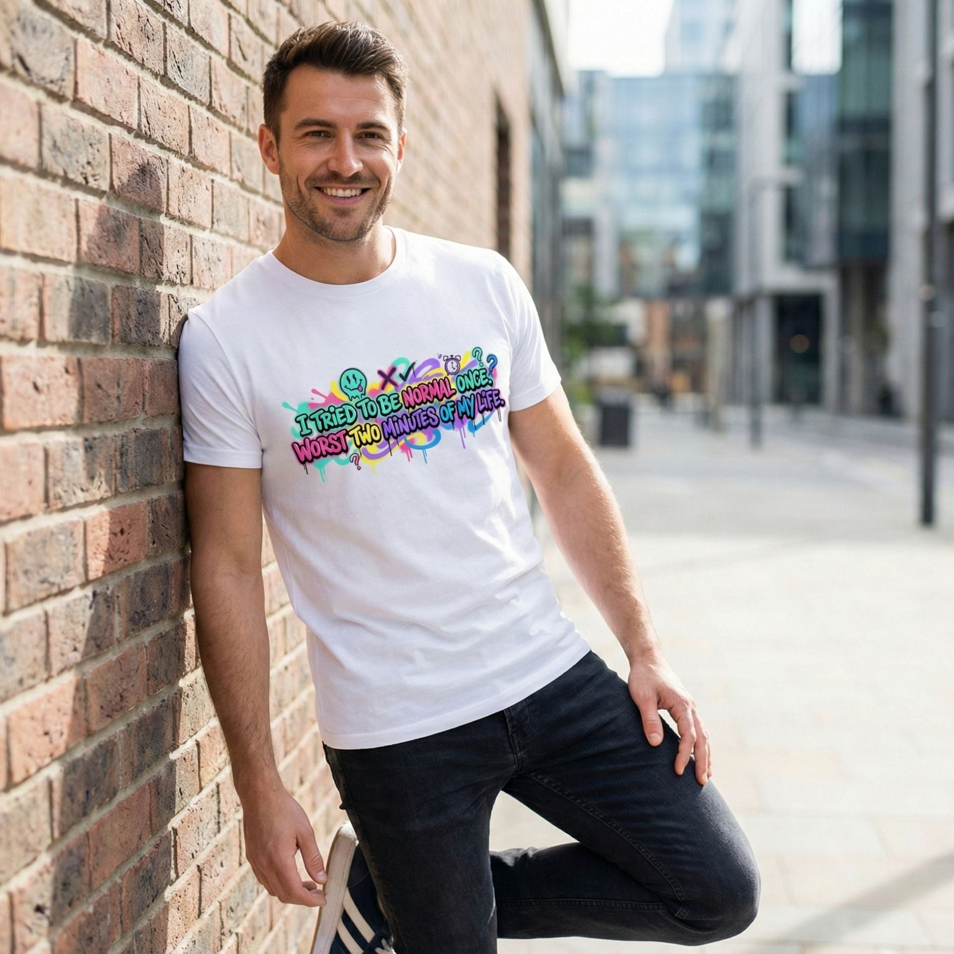 Funny Quote T-Shirt – “I Tried to Be Normal Once” | Graffiti Humor Tee