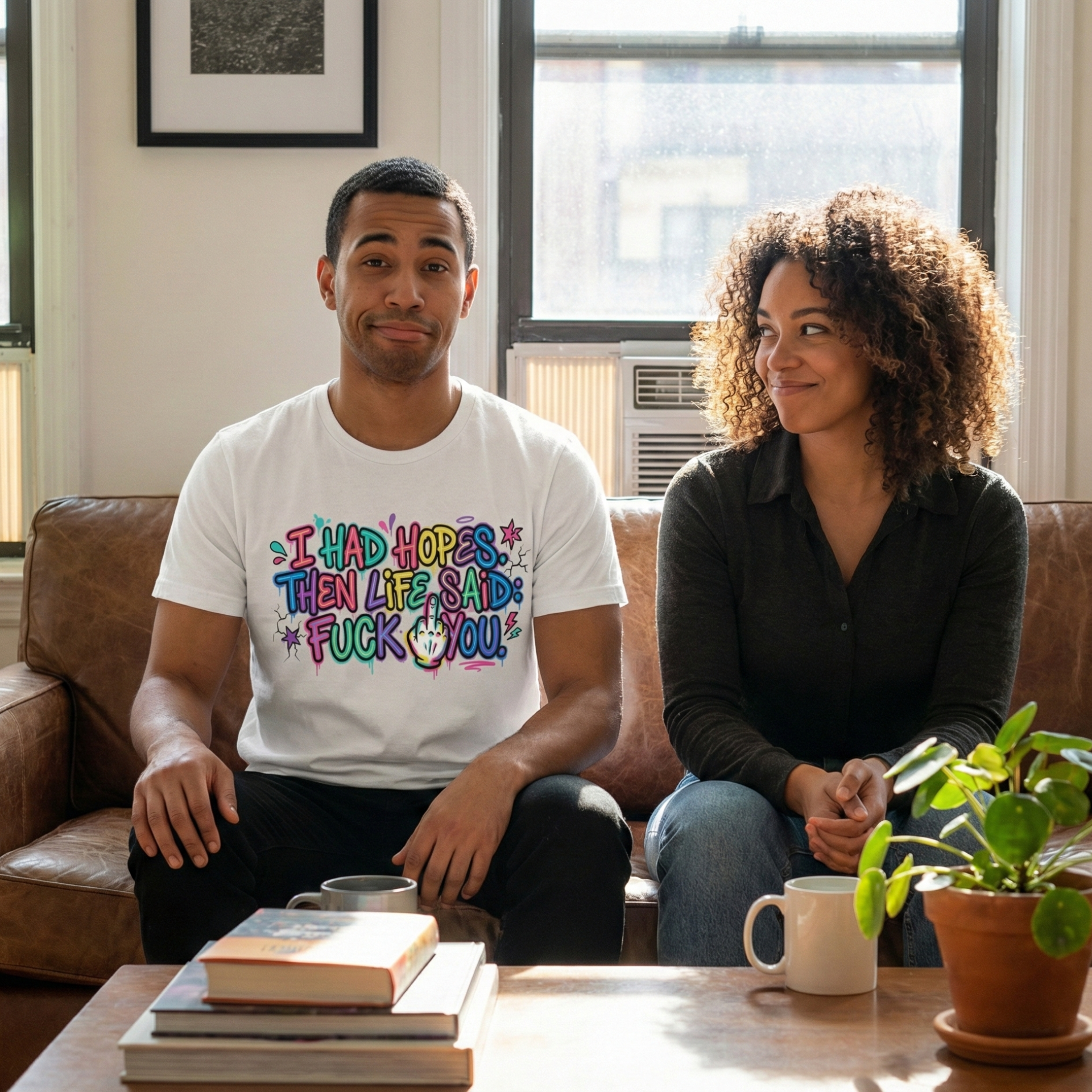 Explicit Funny T-Shirt – “I Had Hopes, Then Life Said: Fuck You” | Graffiti Street Art Tee