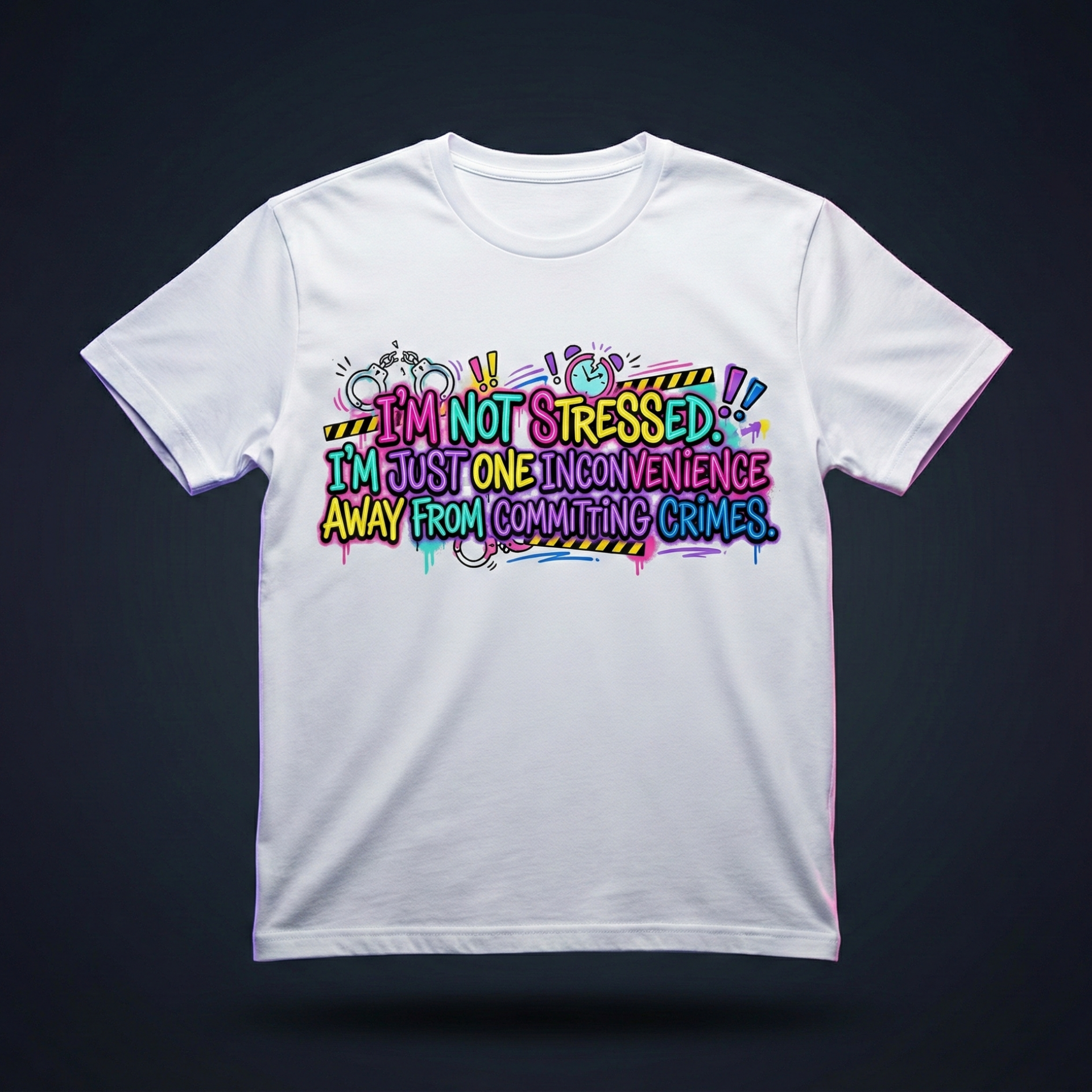 Graphic Tee — "I'm Not Stressed, I'm Just One Inconvenience Away From Committing Crimes" Funny Statement Shirt