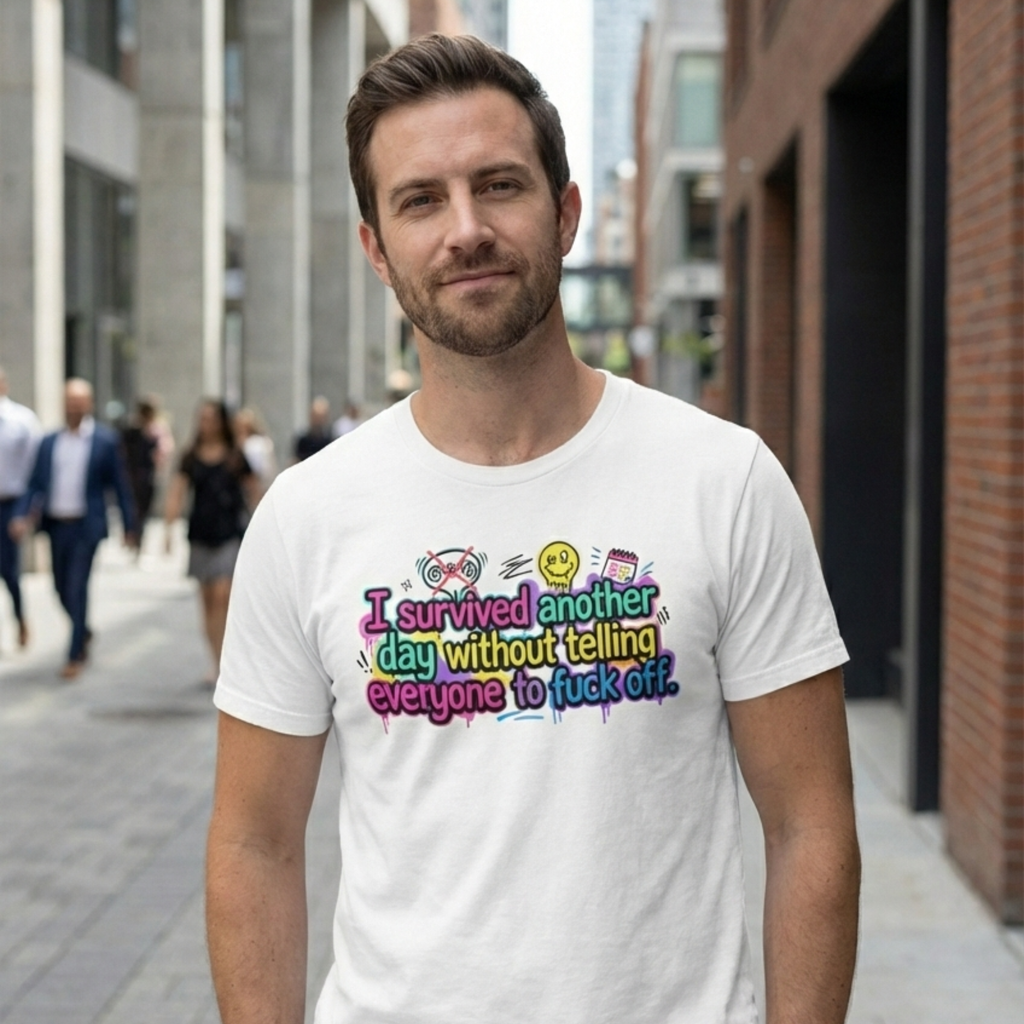 I Survived Another Day Without Telling Everyone to F*ck Off – Funny Graphic T-Shirt