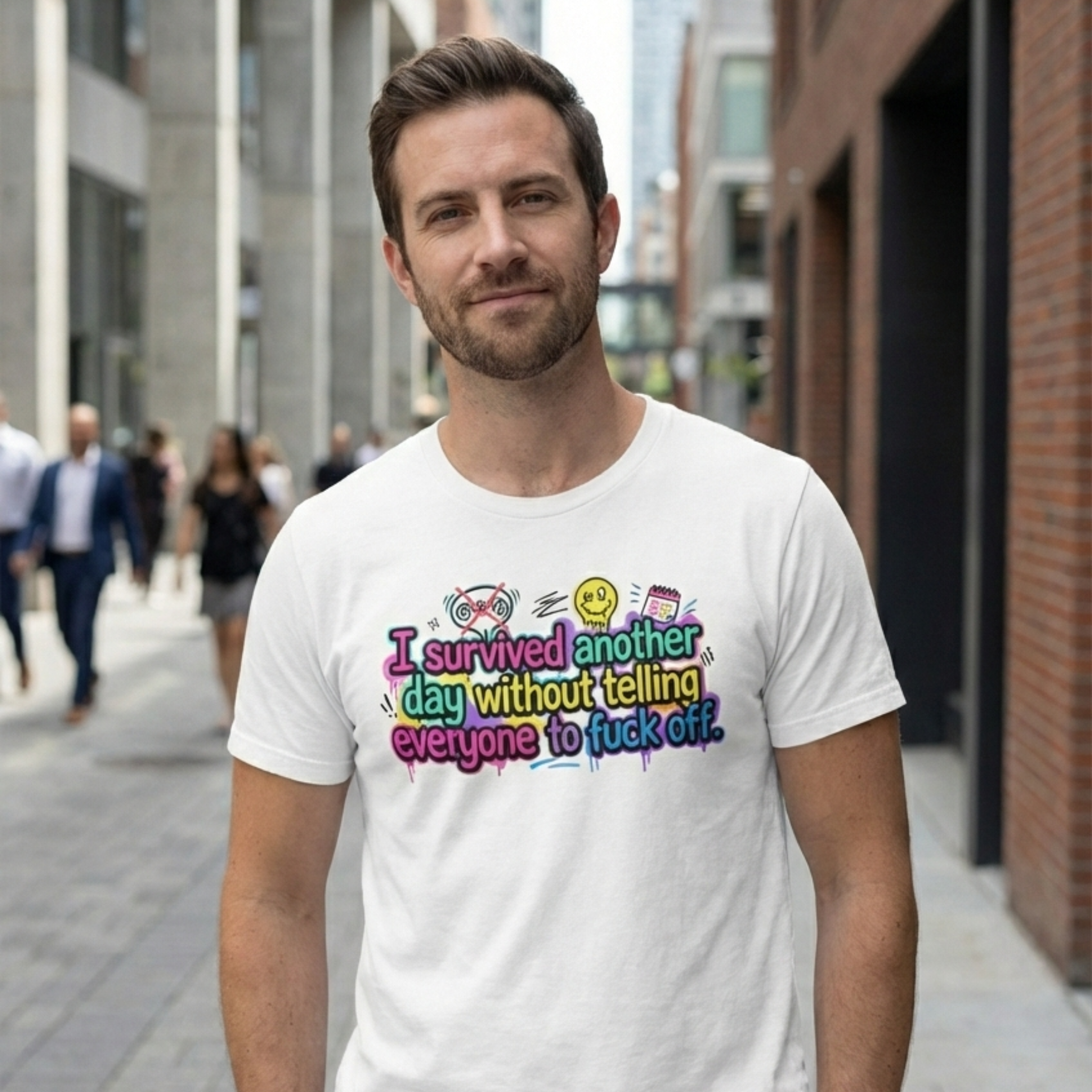 I Survived Another Day Without Telling Everyone to F*ck Off – Funny Graphic T-Shirt