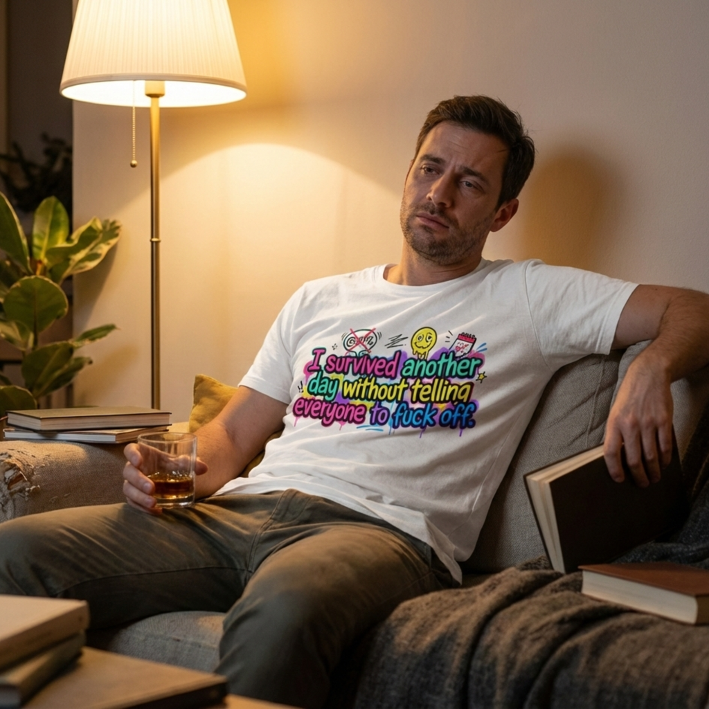 I Survived Another Day Without Telling Everyone to F*ck Off – Funny Graphic T-Shirt