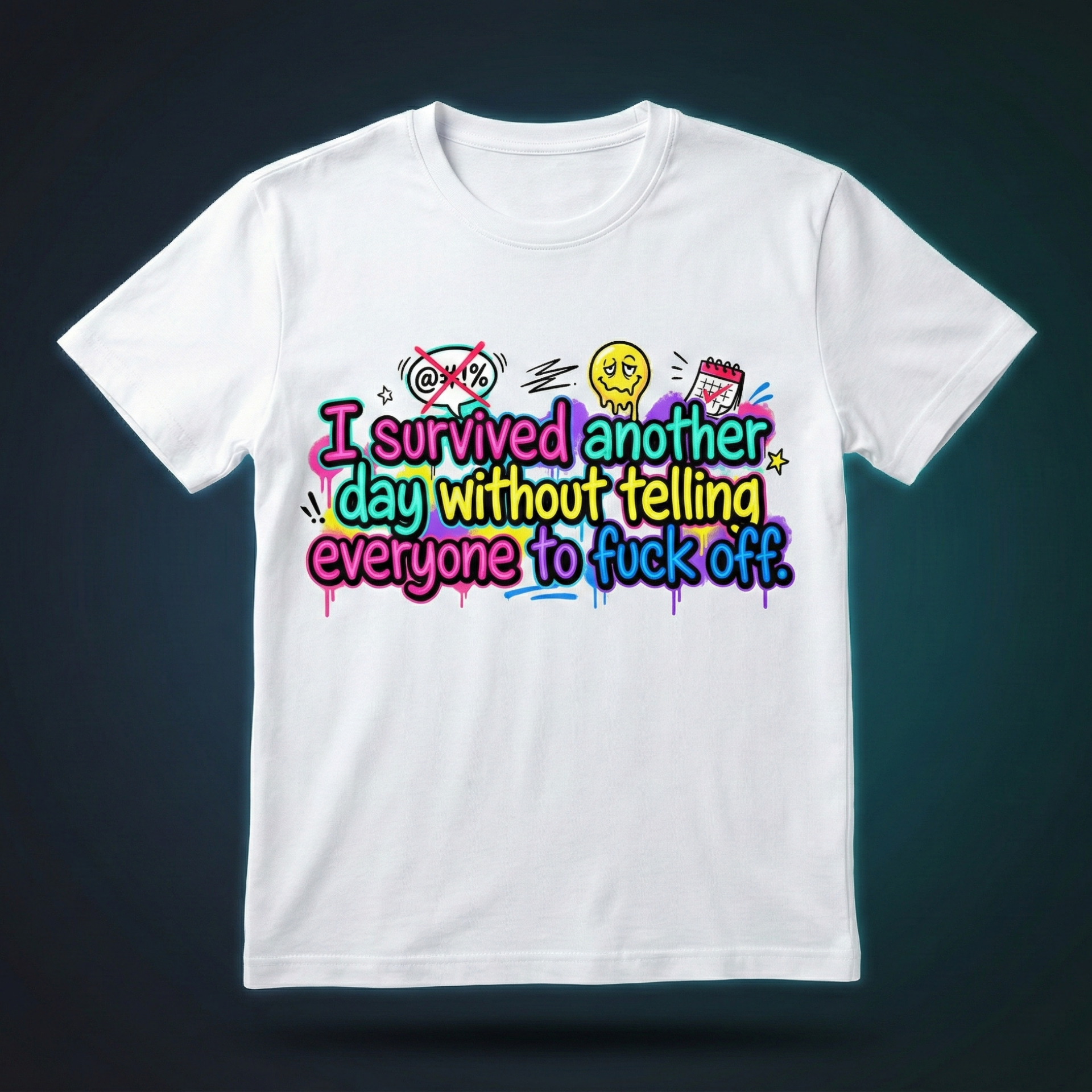 I Survived Another Day Without Telling Everyone to F*ck Off – Funny Graphic T-Shirt
